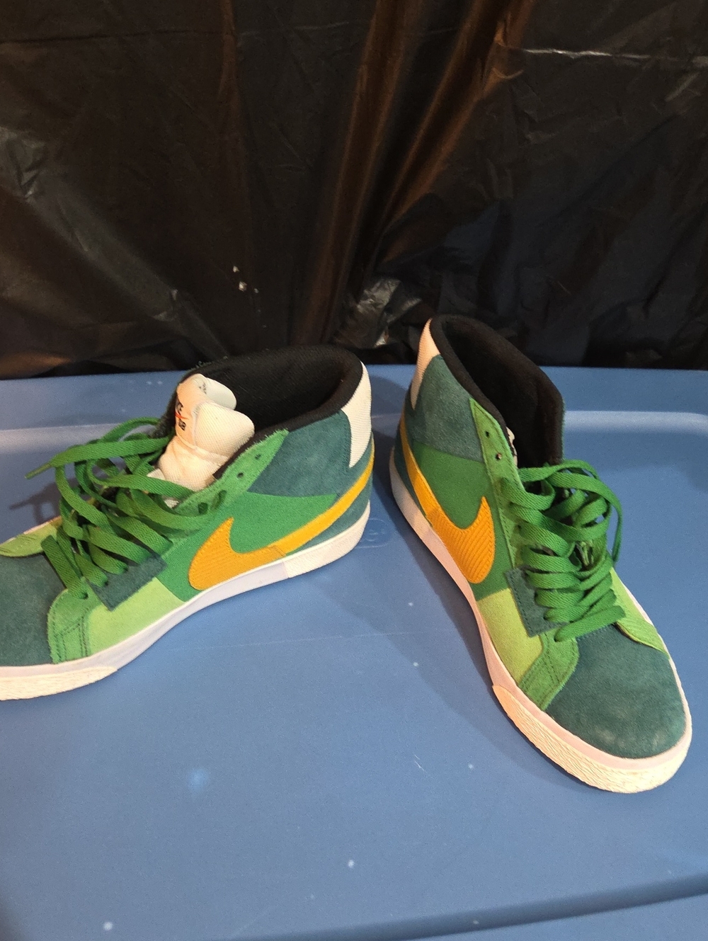 Nike Green and Yellow High-Top Athletic Sneakers
